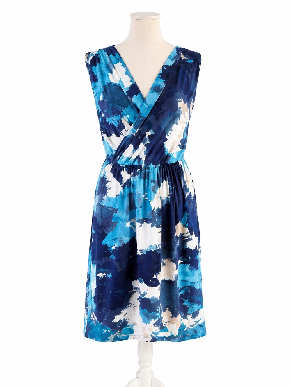 Mossimo Supply Co Blue Watercolor Faux Wrap Dress Sleeveless XS Resort-wear